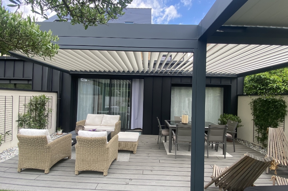 Réalisation Stores Nantais double pergola